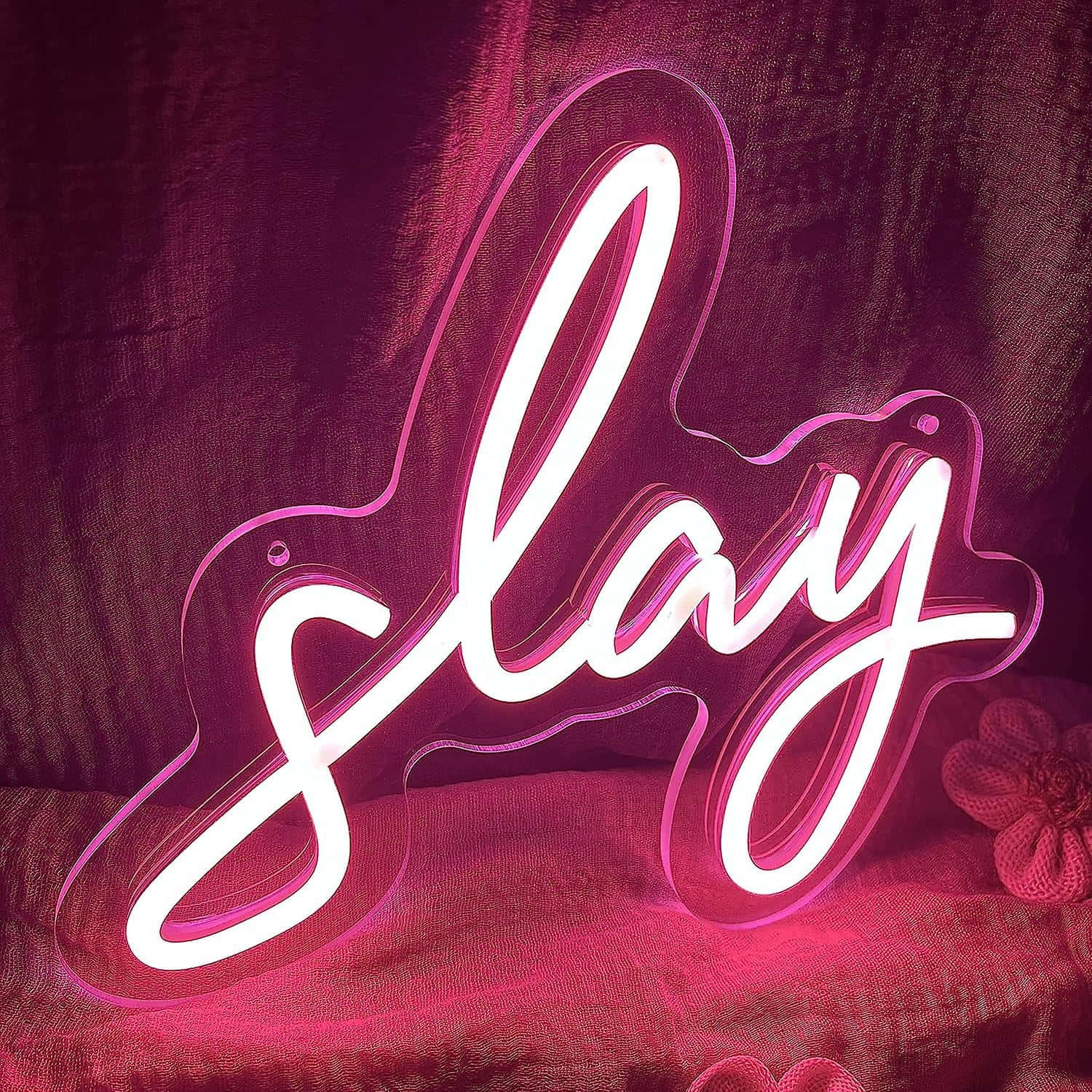 Neon Slay Sign_ Preppy Aesthetic.jpg Wallpaper