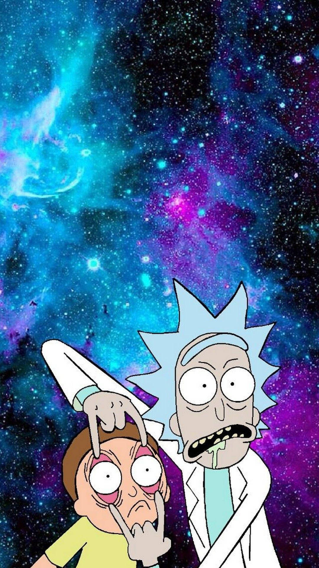 Neon Space Rick And Morty Iphone Wallpaper
