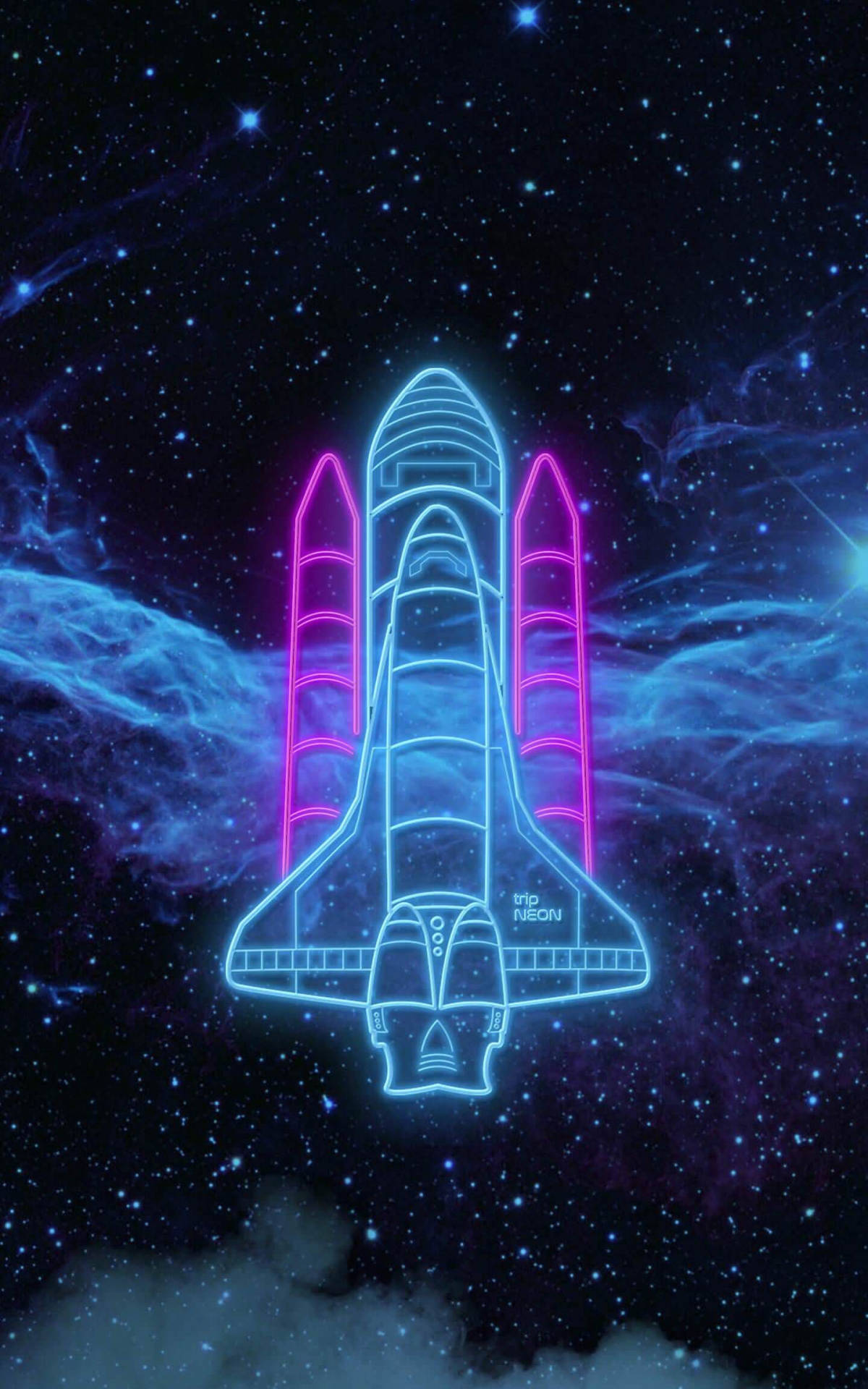 Neon Spaceship Wallpaper