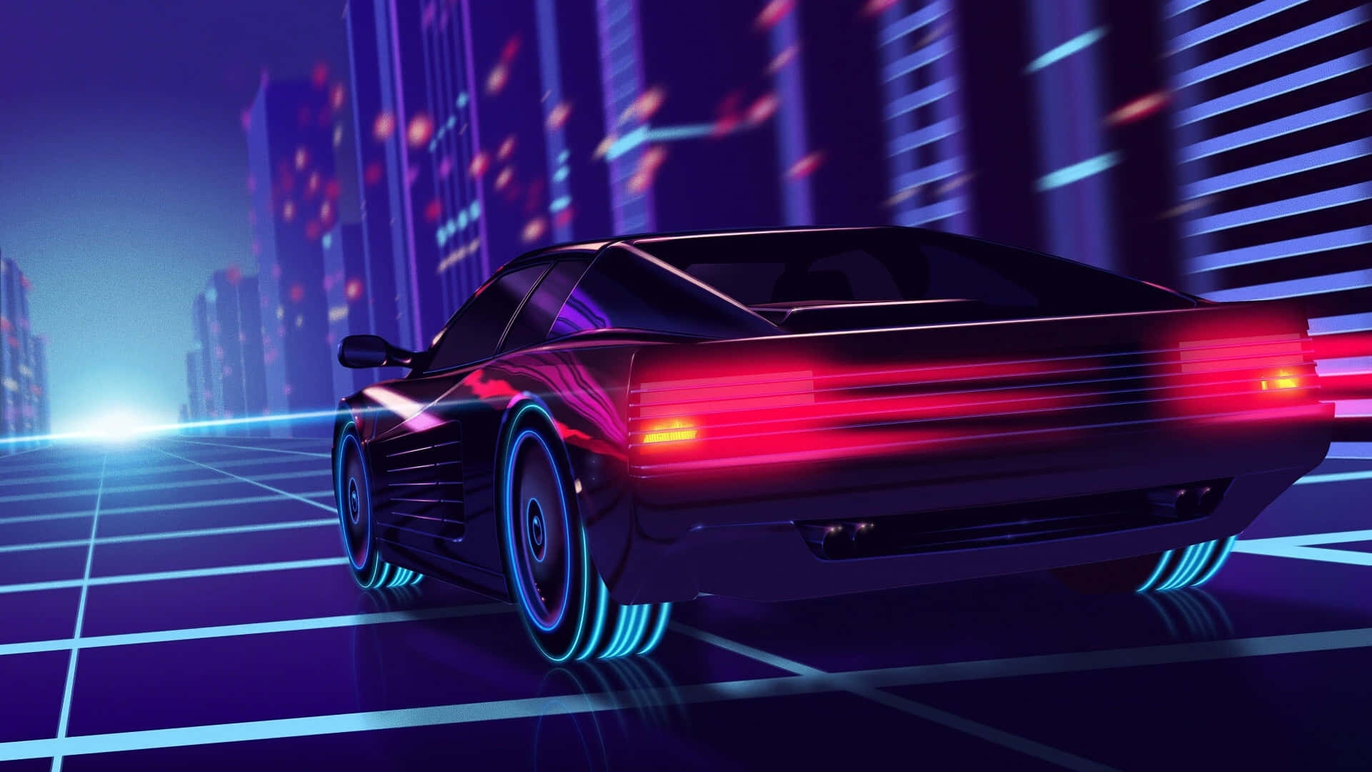 Neon Speed Synthwave Car Wallpaper