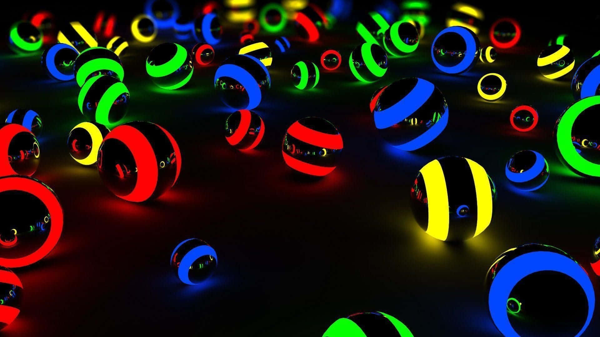 Neon Spheres Glowing Abstract Wallpaper