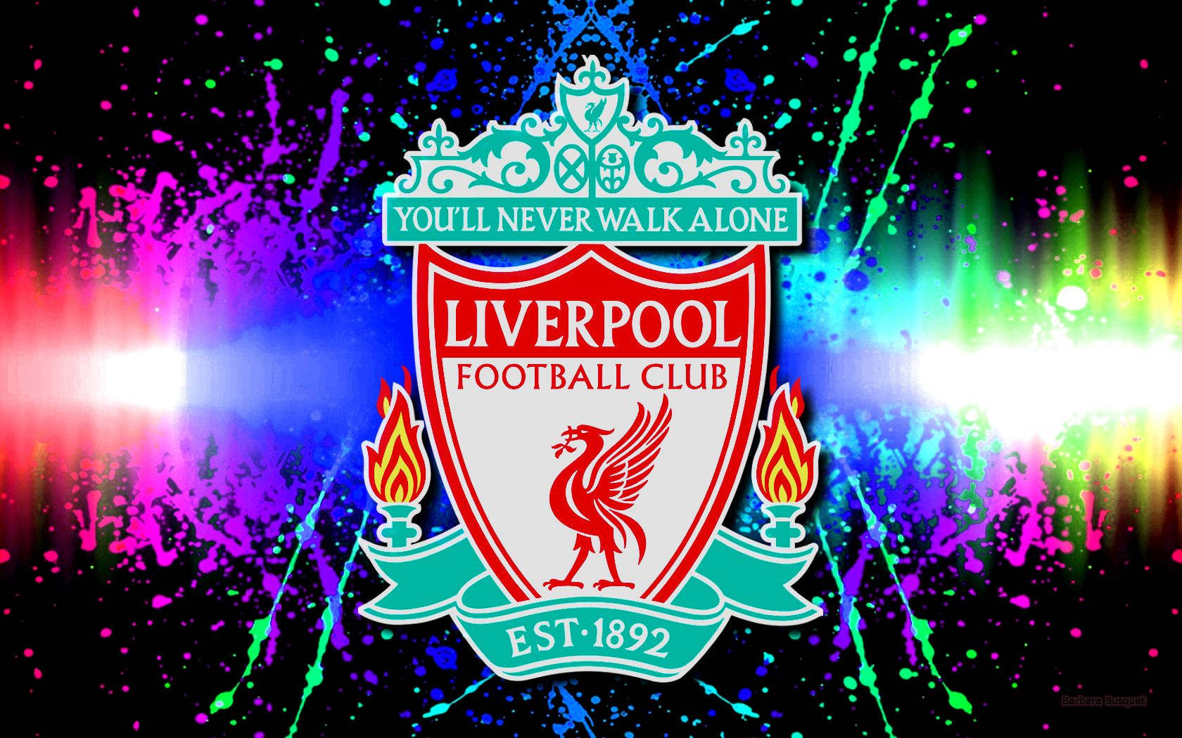 The iconic logo of Liverpool FC glows in brilliant neon for all fans to remember. Wallpaper