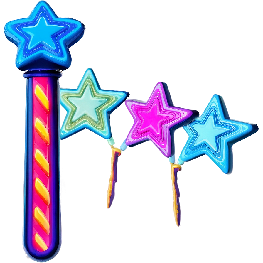 Neon Star Wand Png Ffl90 PNG