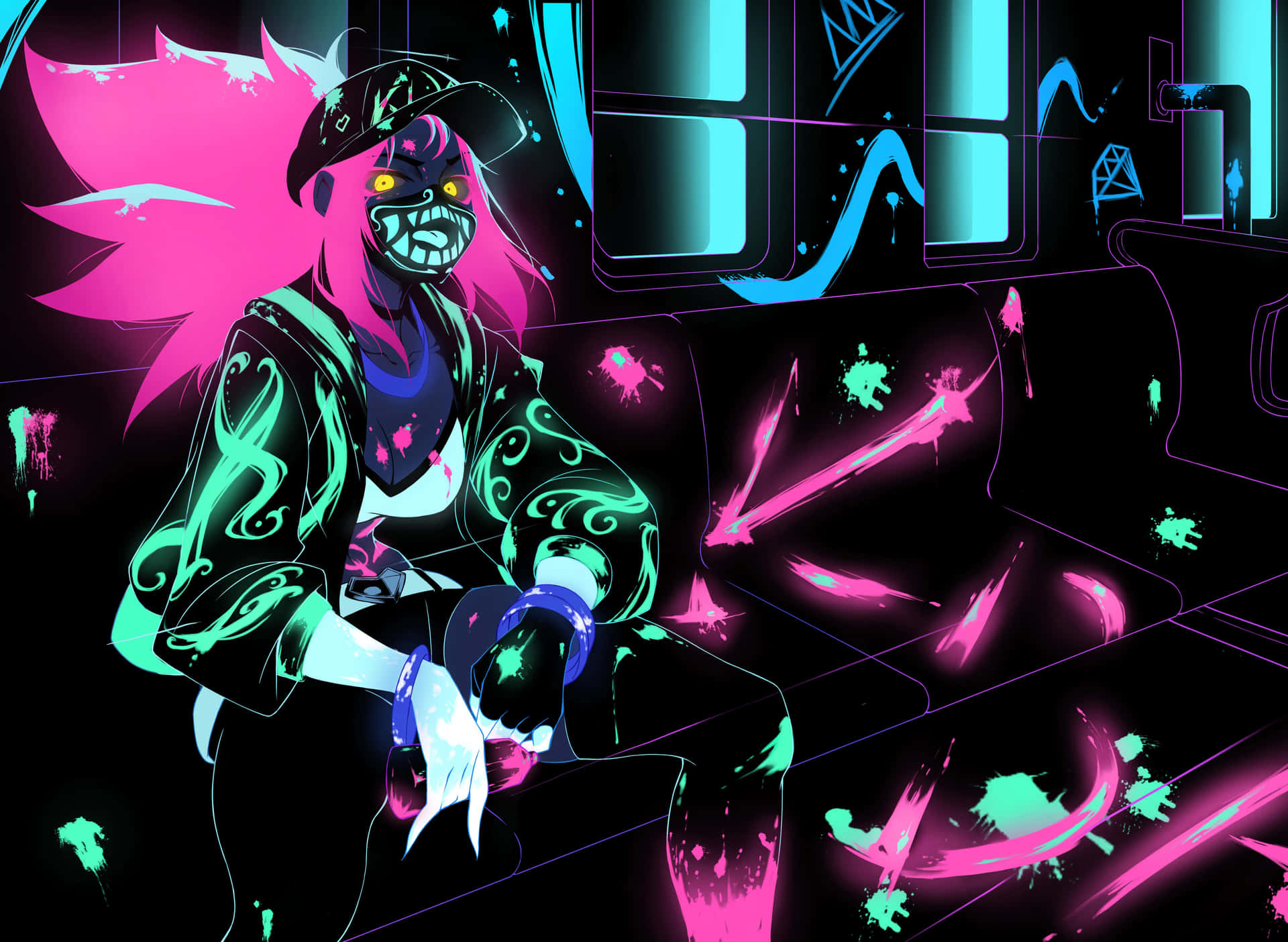 Karya Seni Akali Stealth Neon Wallpaper