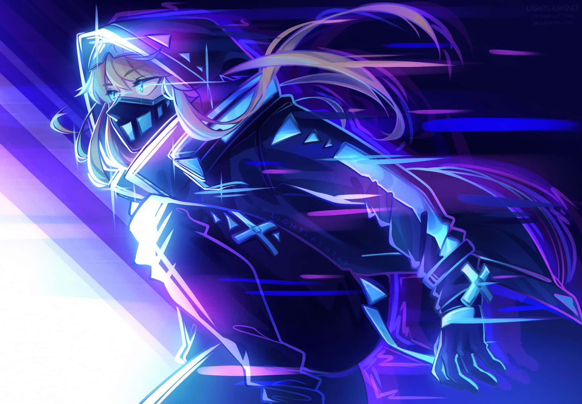 Neon Stealth Anime Character PNG