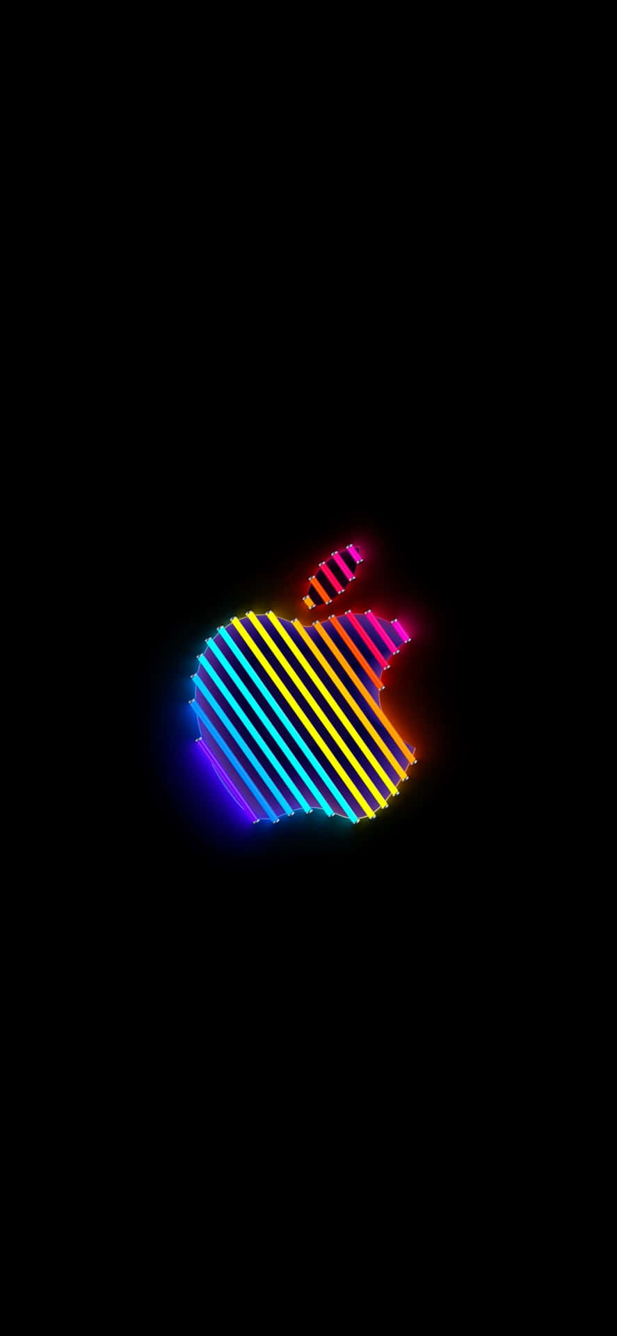 Neon Striped Apple Silhouette Wallpaper