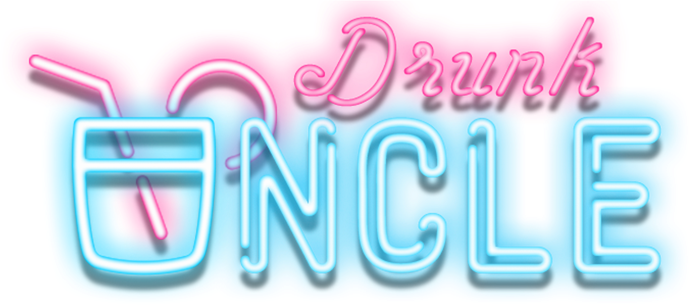 Neon Style Drunk Uncle Text Graphic PNG