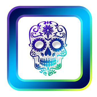Neon Sugar Skull Icon PNG