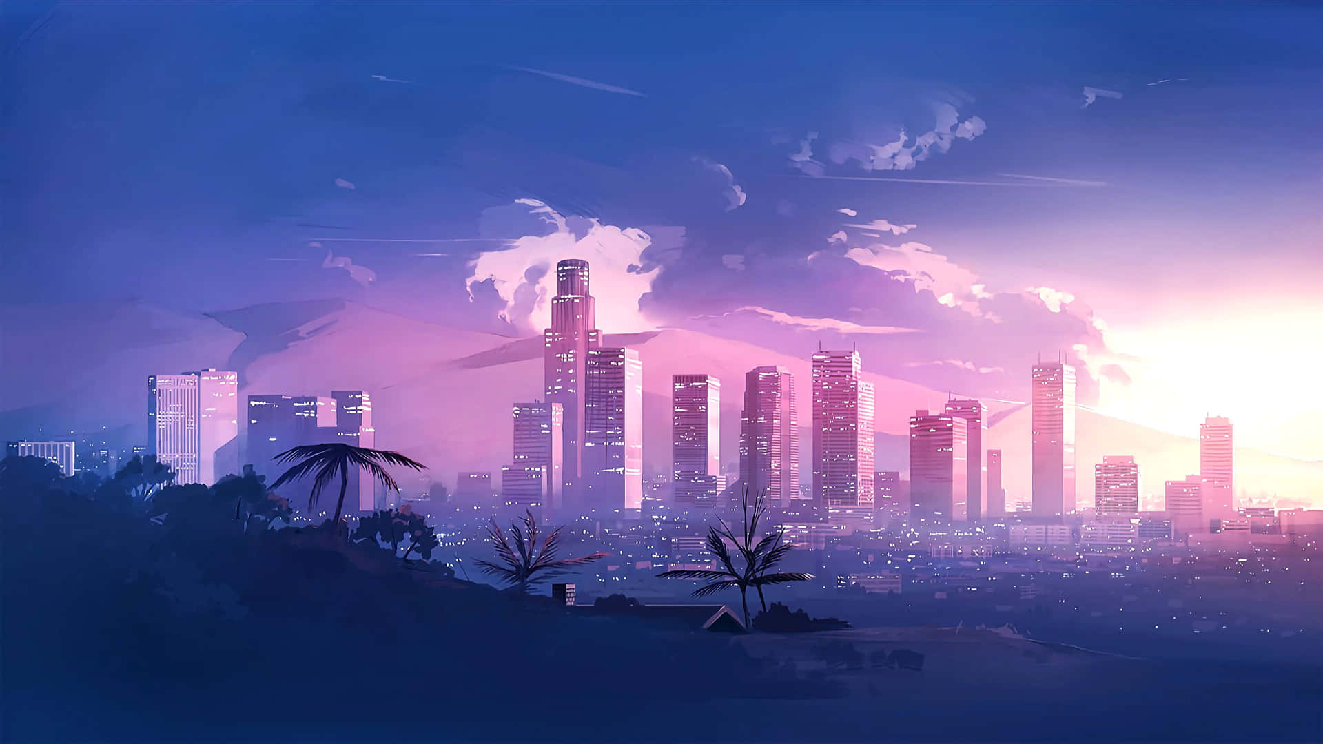 Neon_ Sunset_ Cityscape Wallpaper