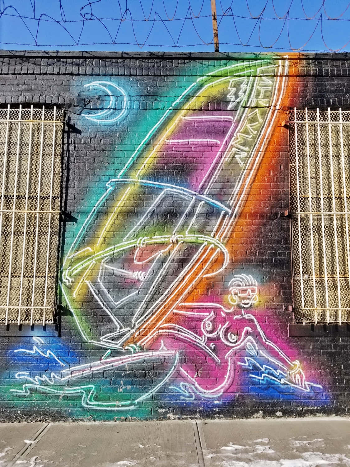 Neon Surf Graffiti Art Wallpaper