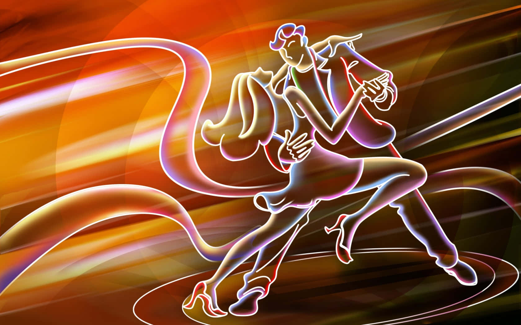 Neon Swing Dancers Art Wallpaper