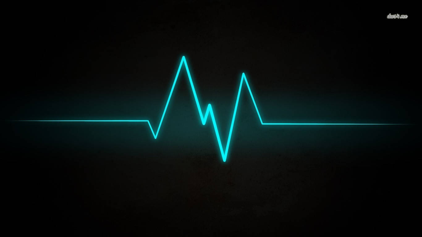 Neon Teal Heartbeat Wallpaper