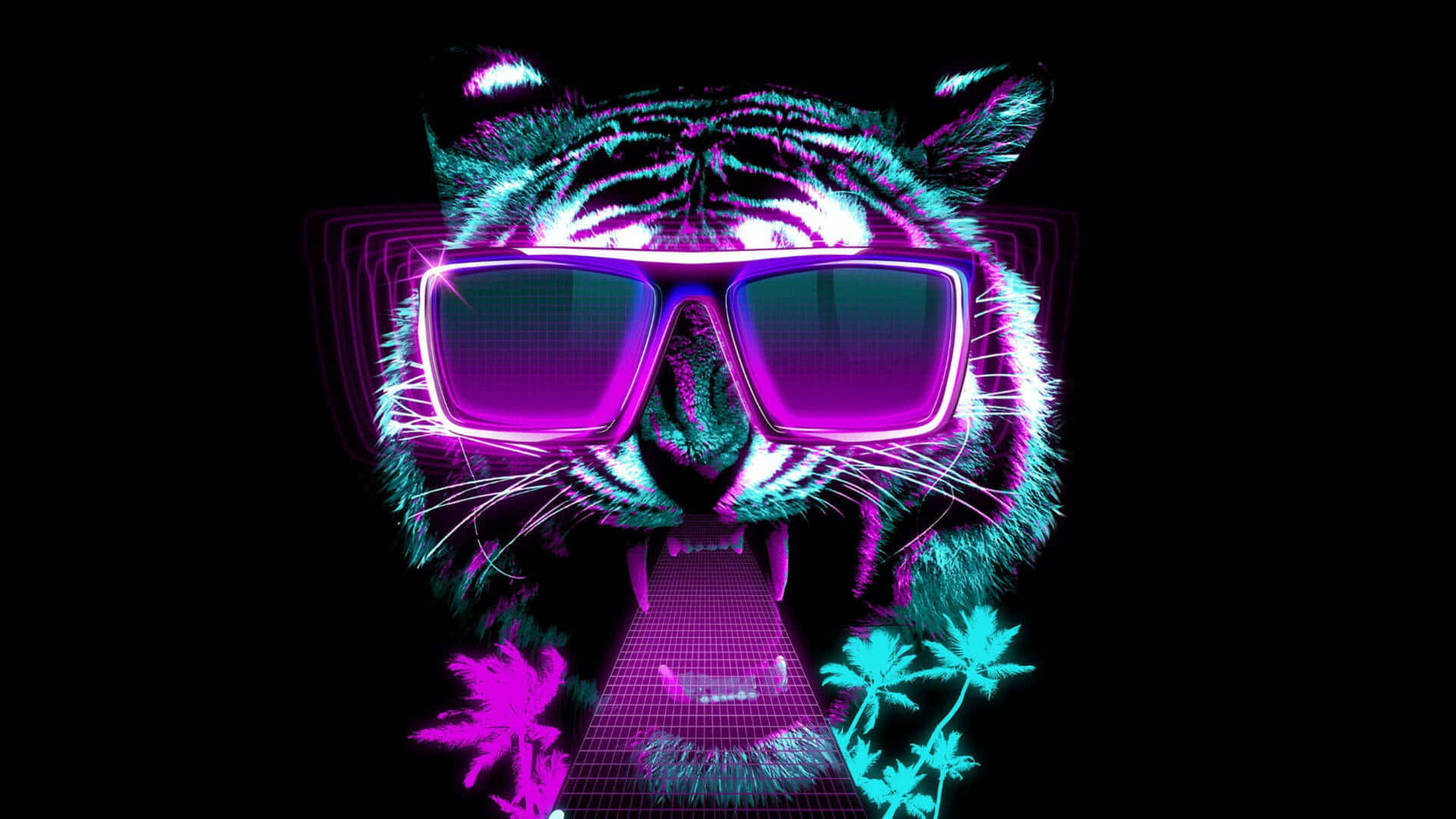 Neon Tiger Cool Aesthetic Wallpaper