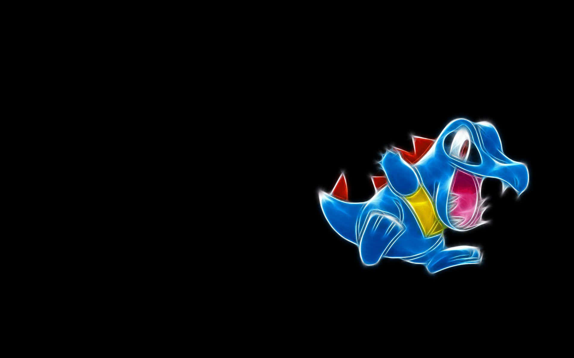 Neon Totodile In Black Background Picture