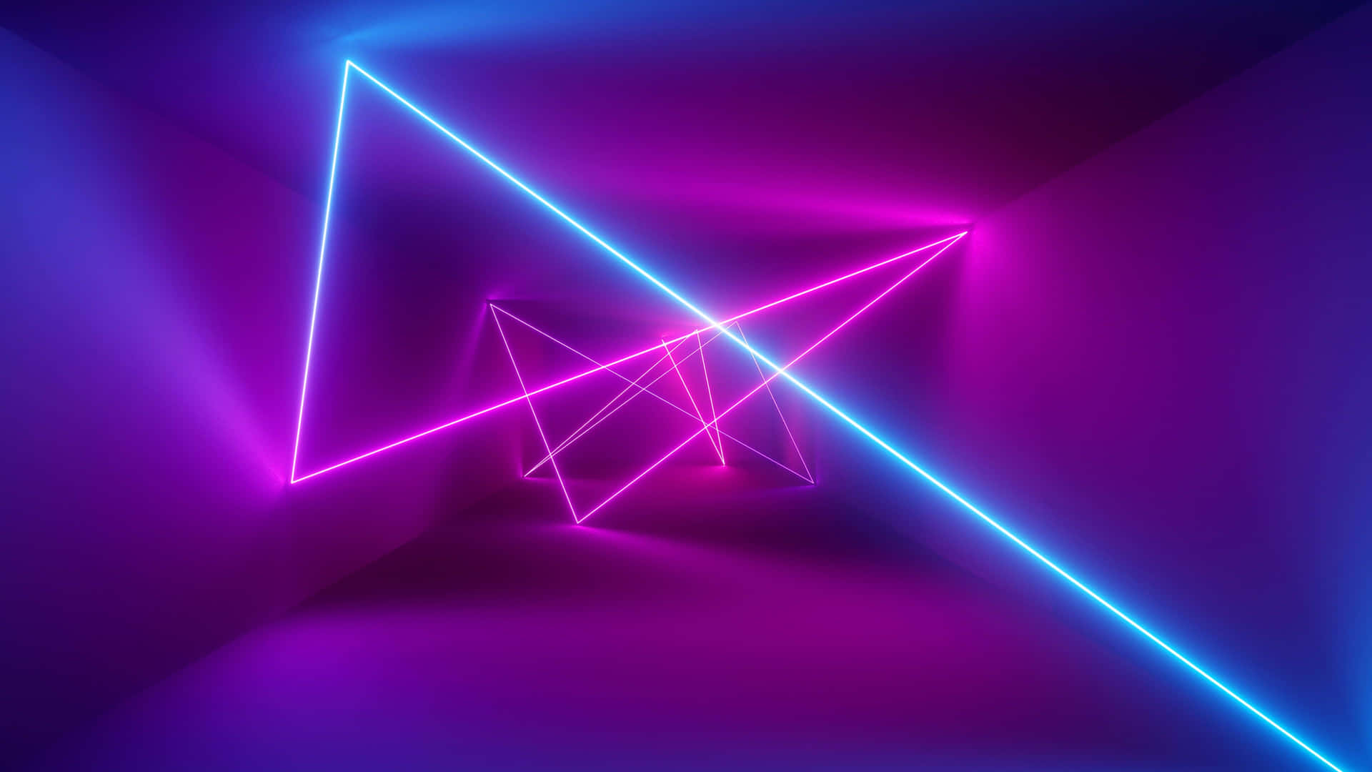 Neon Triangle Light Display Wallpaper