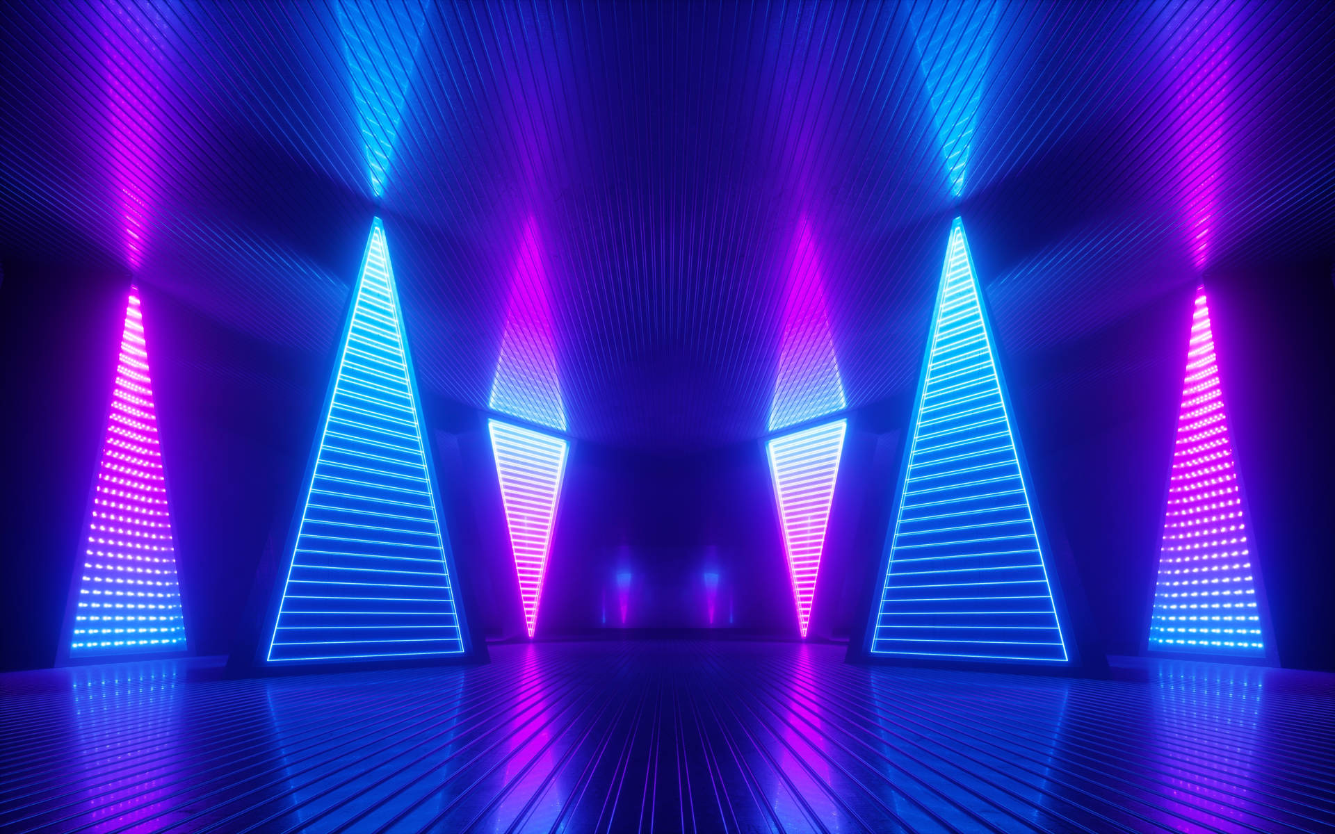 Neon Triangles Vaporwave Desktop Wallpaper