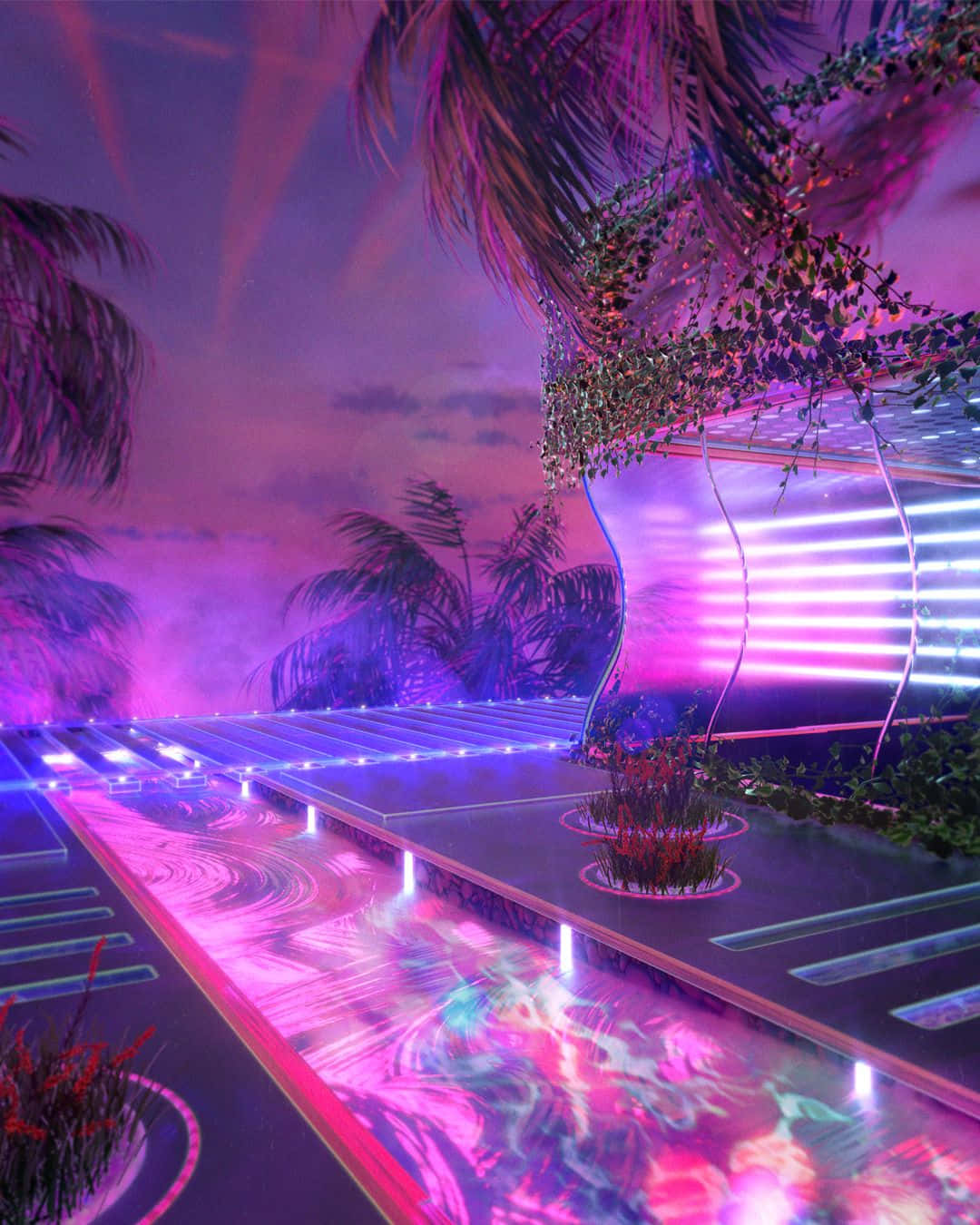 Neon Tropical Fantasy Landscape.jpg Wallpaper