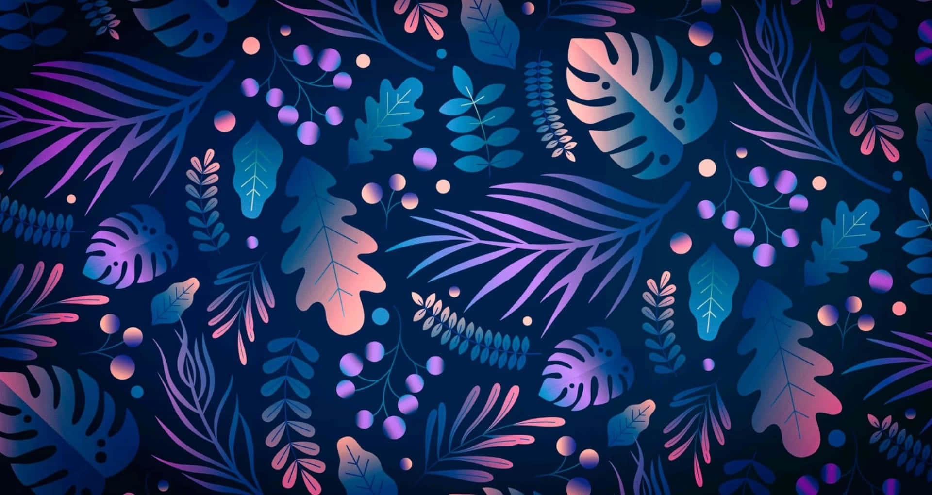 Neon Tropical Foliage Pattern Wallpaper