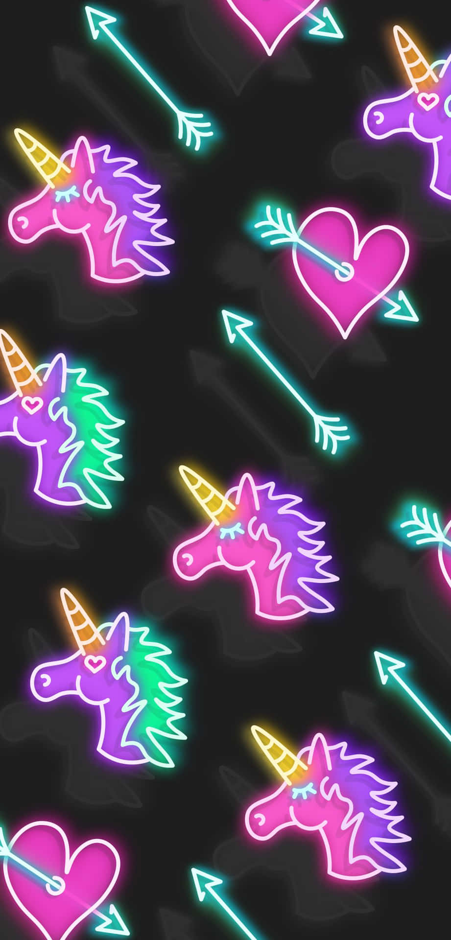 Neon Unicorn Pattern Wallpaper Wallpaper