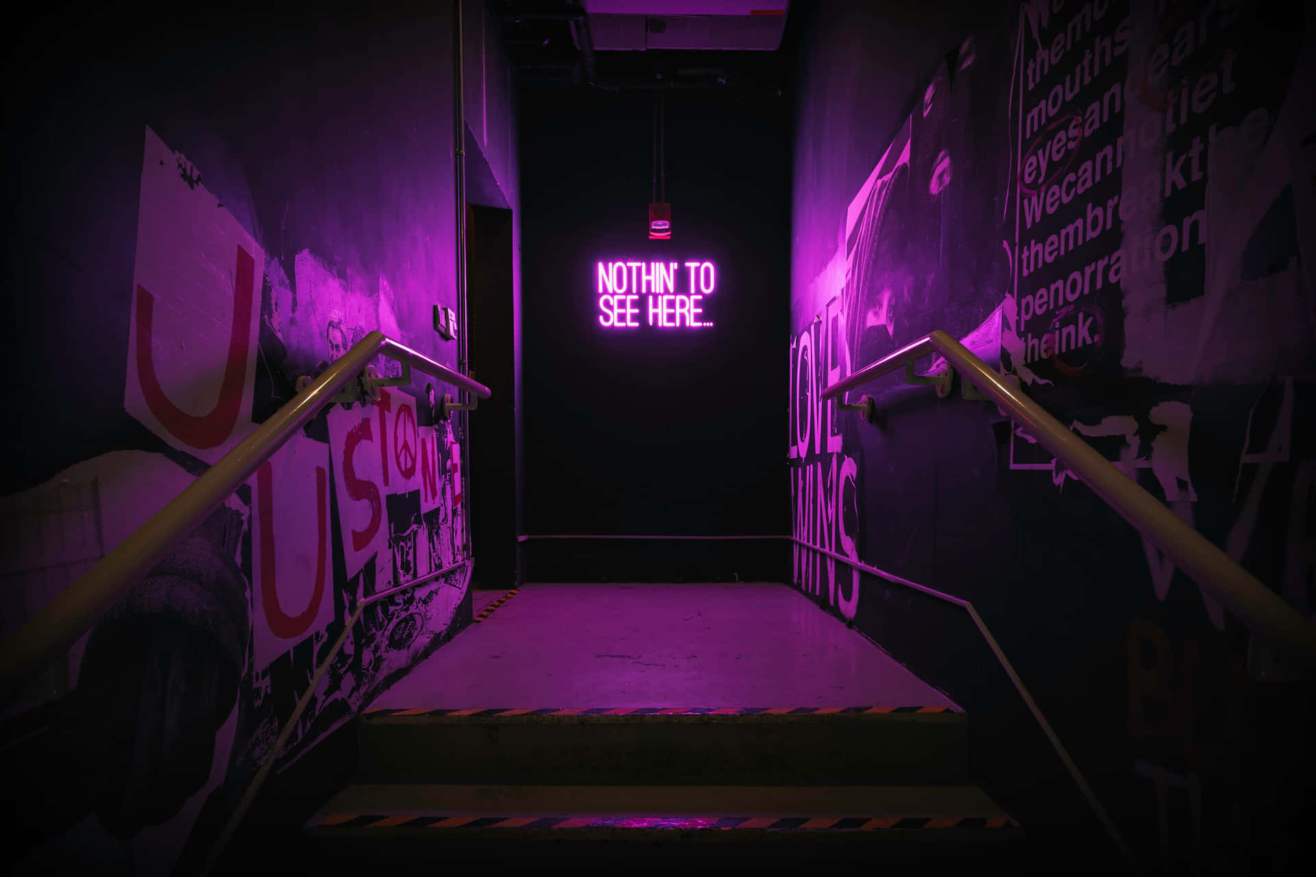 Neon Urban Staircase Wallpaper