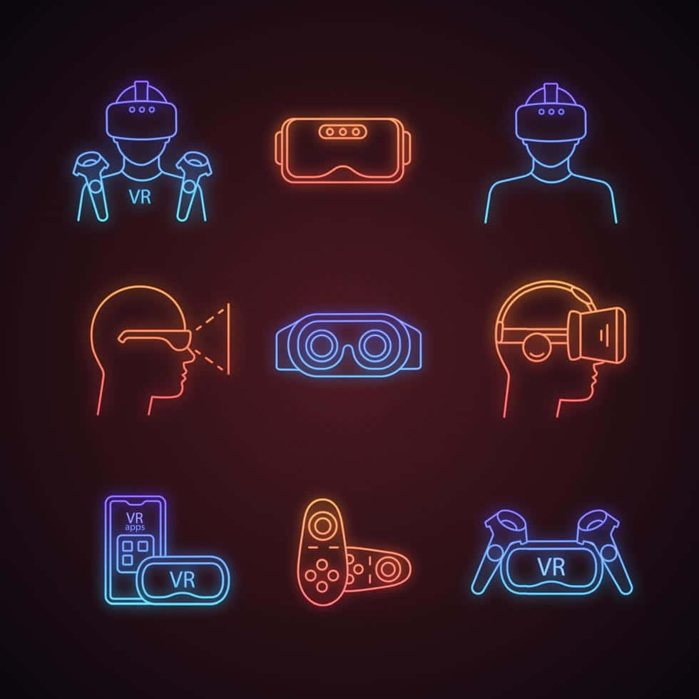 Neon V R Technology Icons Wallpaper