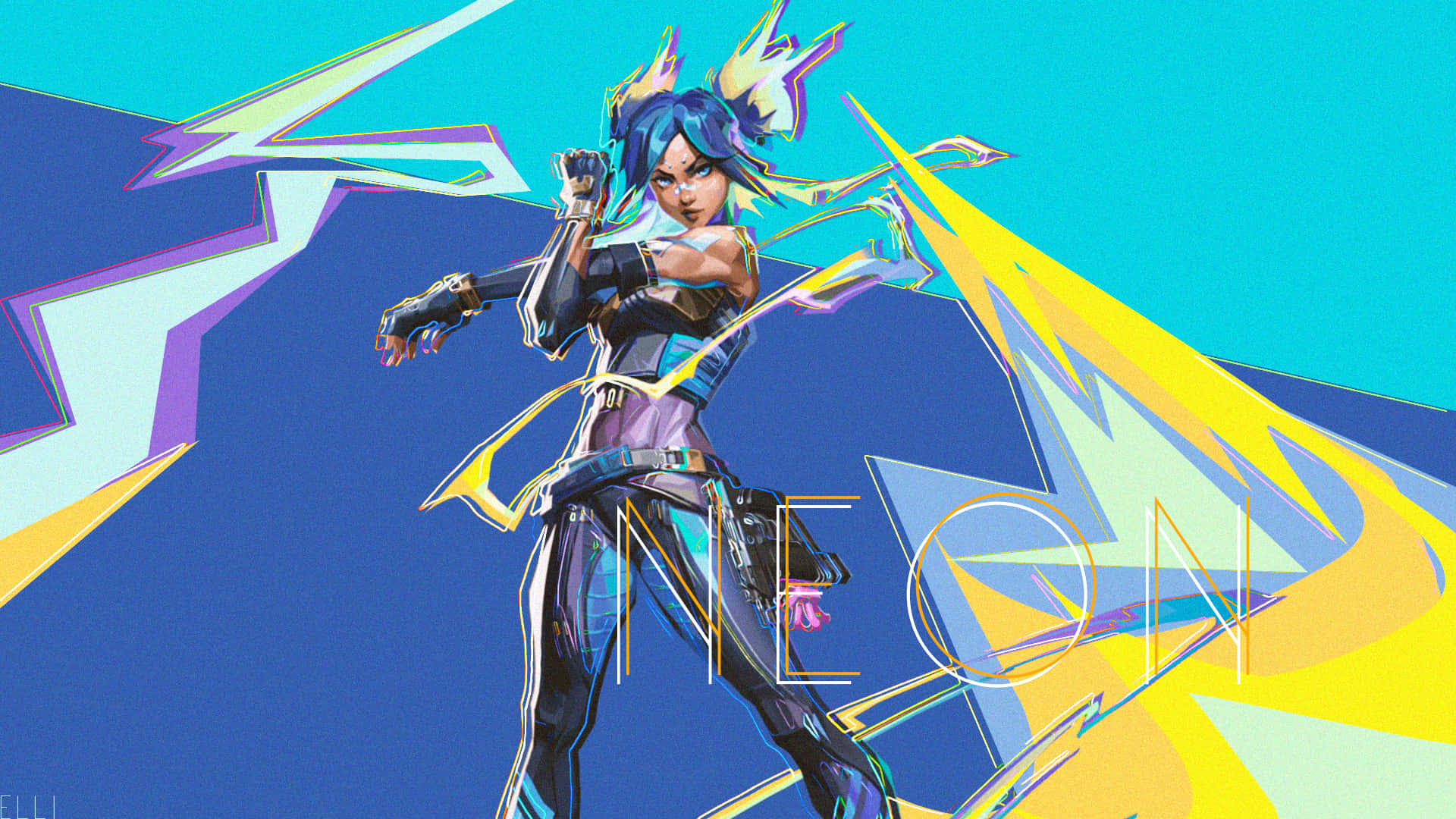 "Fire up your battle instincts with Neon Valorant!" Wallpaper