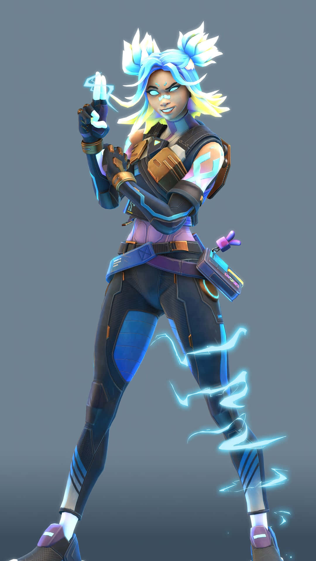 Einweiblicher Charakter Mit Blauen Haaren Und Blitz Wallpaper