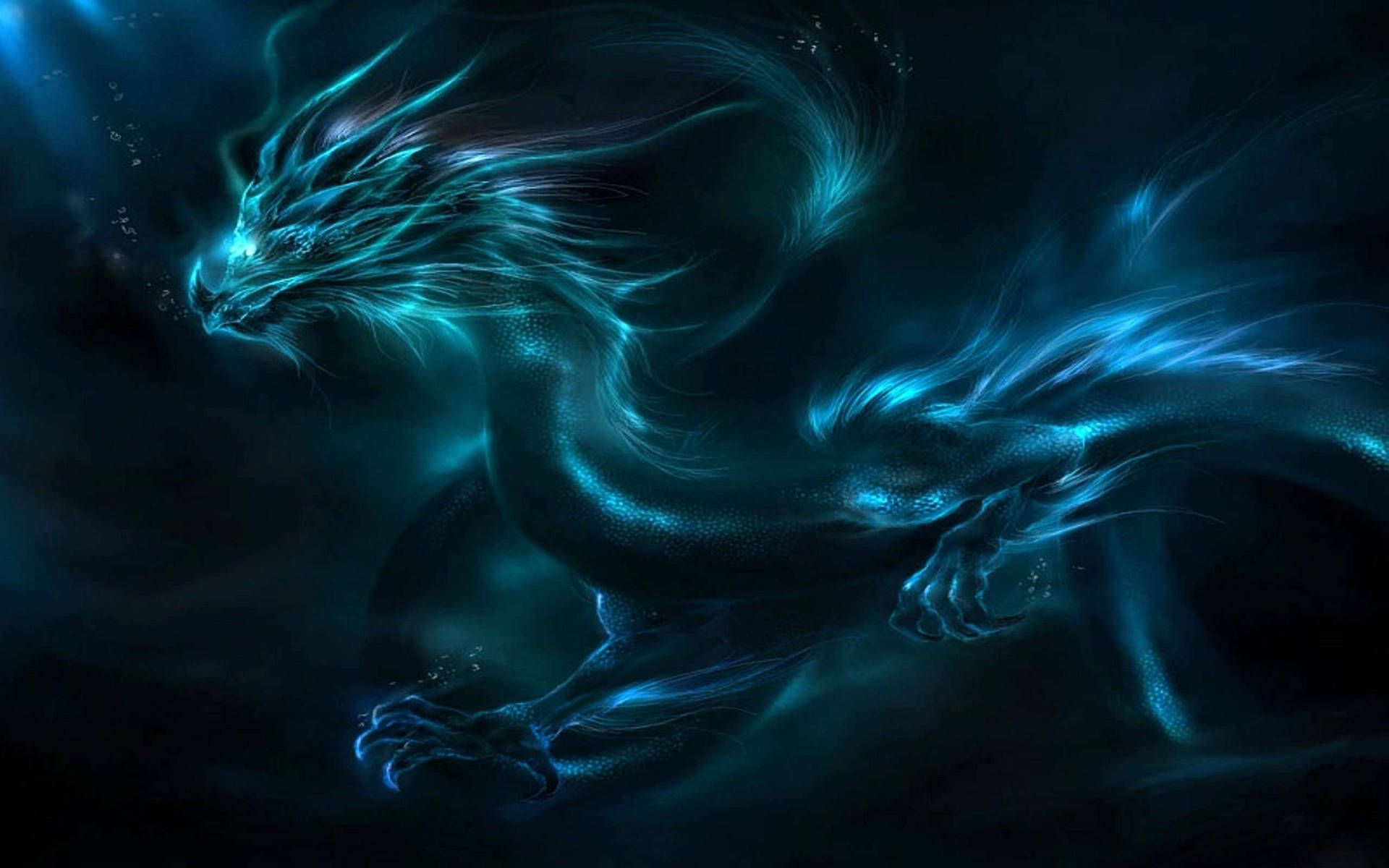 Neon Water Dragon Design Wallpaper