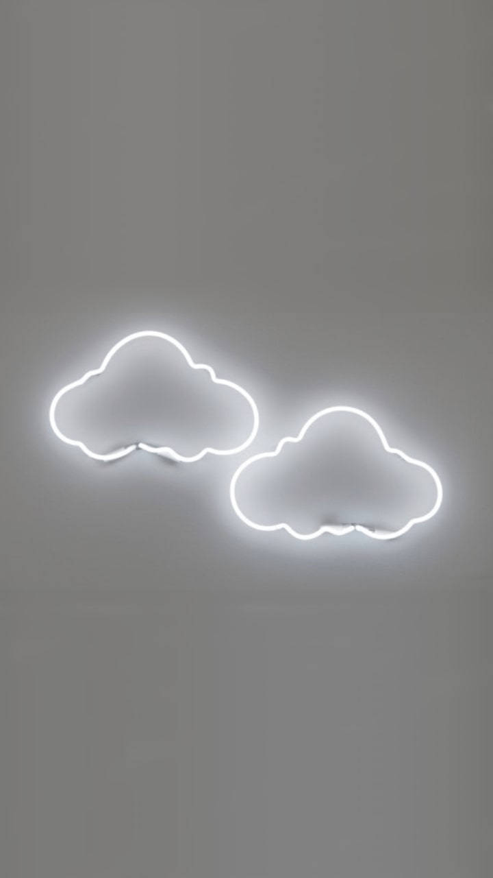 Neon White Clouds Aesthetic Gray Background Wallpaper