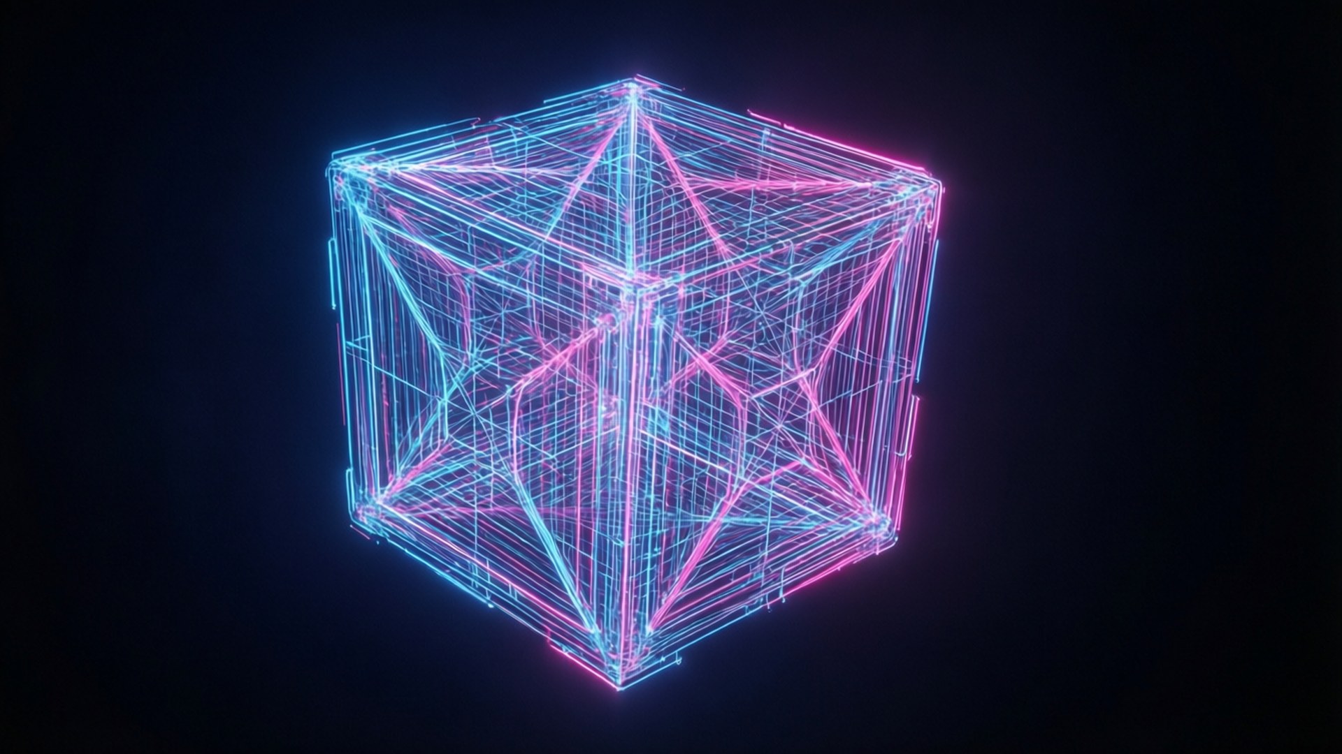 Neon Wireframe Cube Sfondi