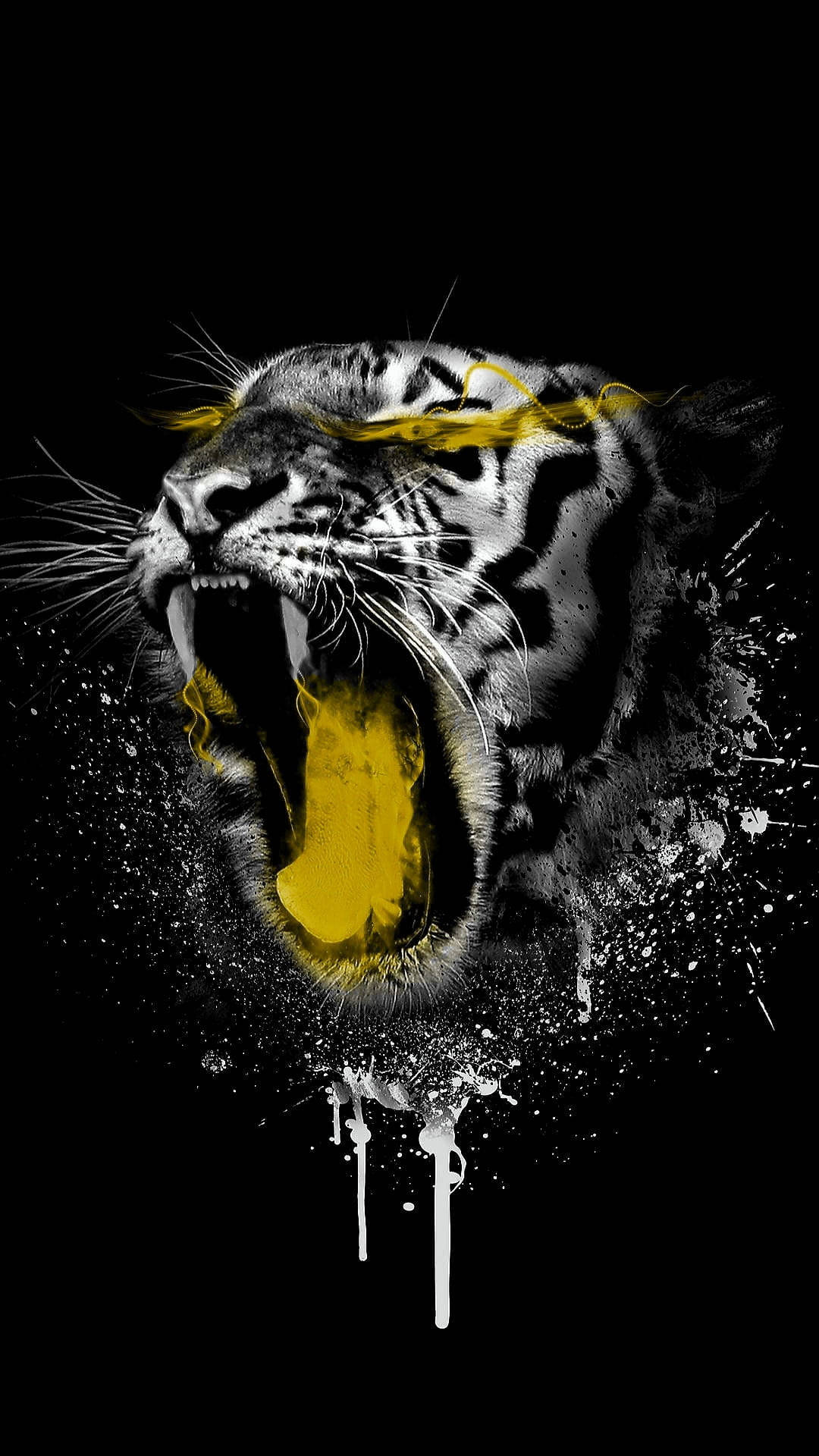 Neongelber Wütender Tiger Wallpaper
