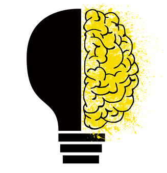 Neon Yellow Brain Silhouette PNG