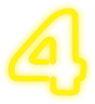 Neon Yellow Number Four PNG
