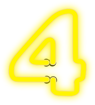 Neon Yellow Number Four PNG