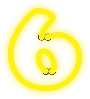 Neon Yellow Number Six PNG