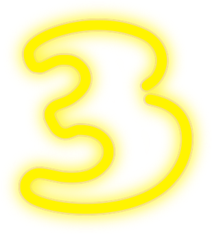 Neon Yellow Number Three PNG