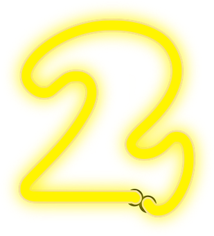Neon Yellow Number Two PNG
