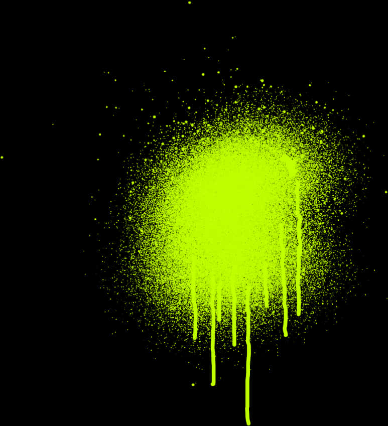 Neon Yellow Paint Splashon Black PNG