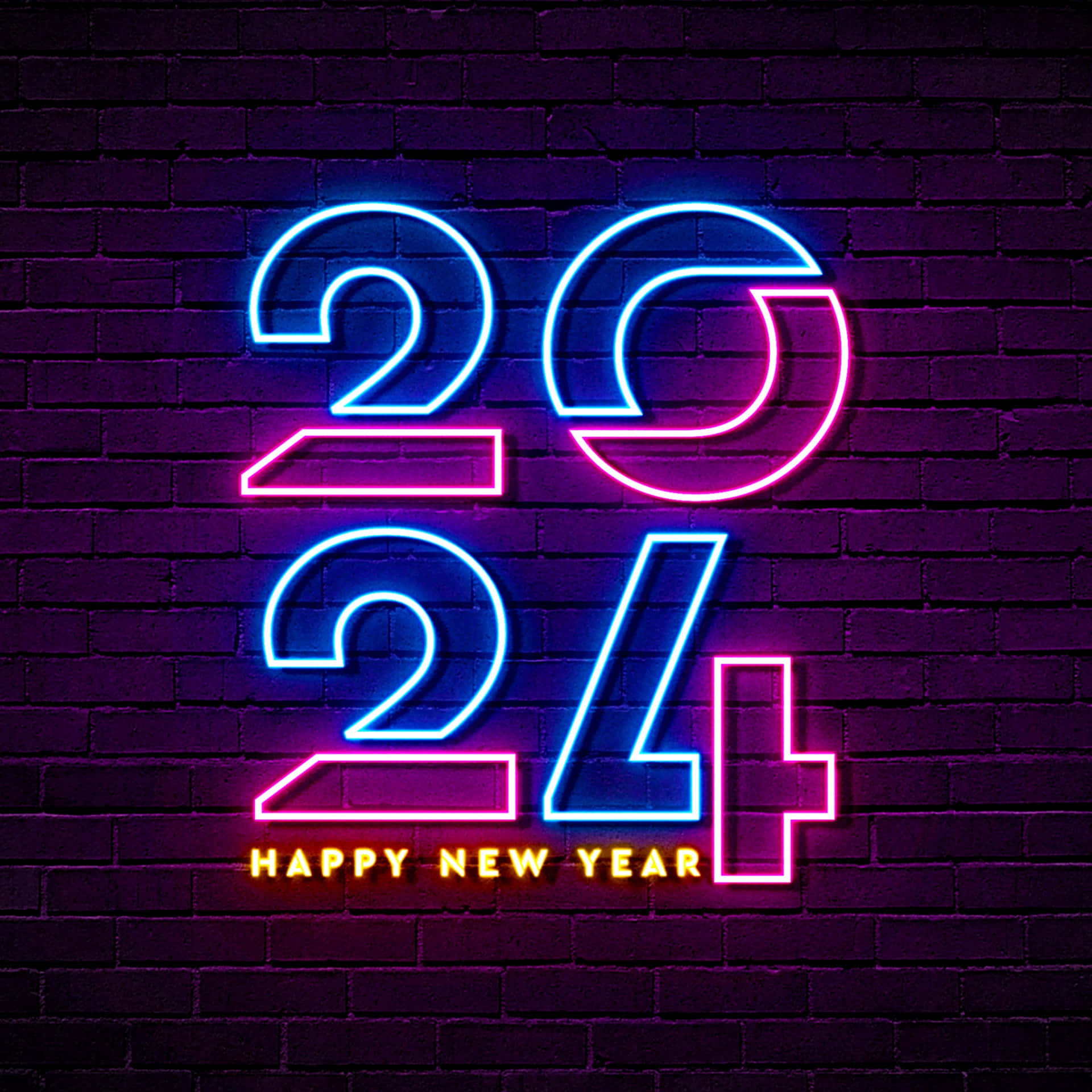 Neon2024 Happy New Year Wallpaper