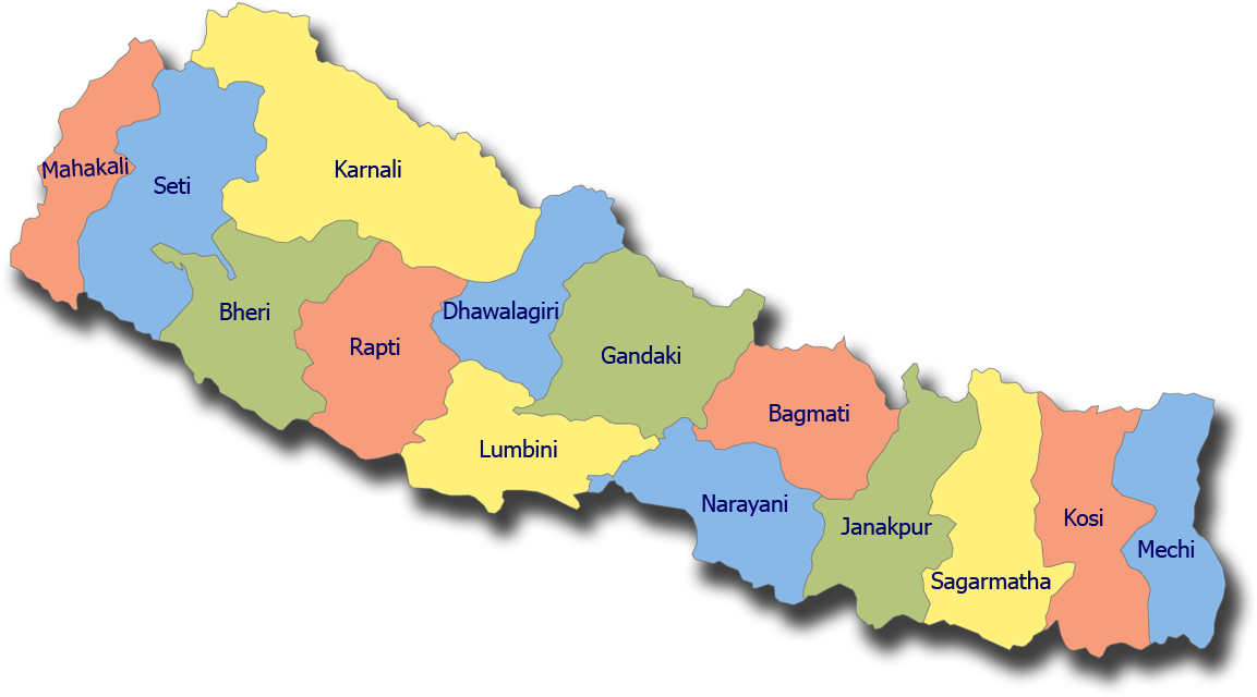 Nepal Administrative Zones Map PNG