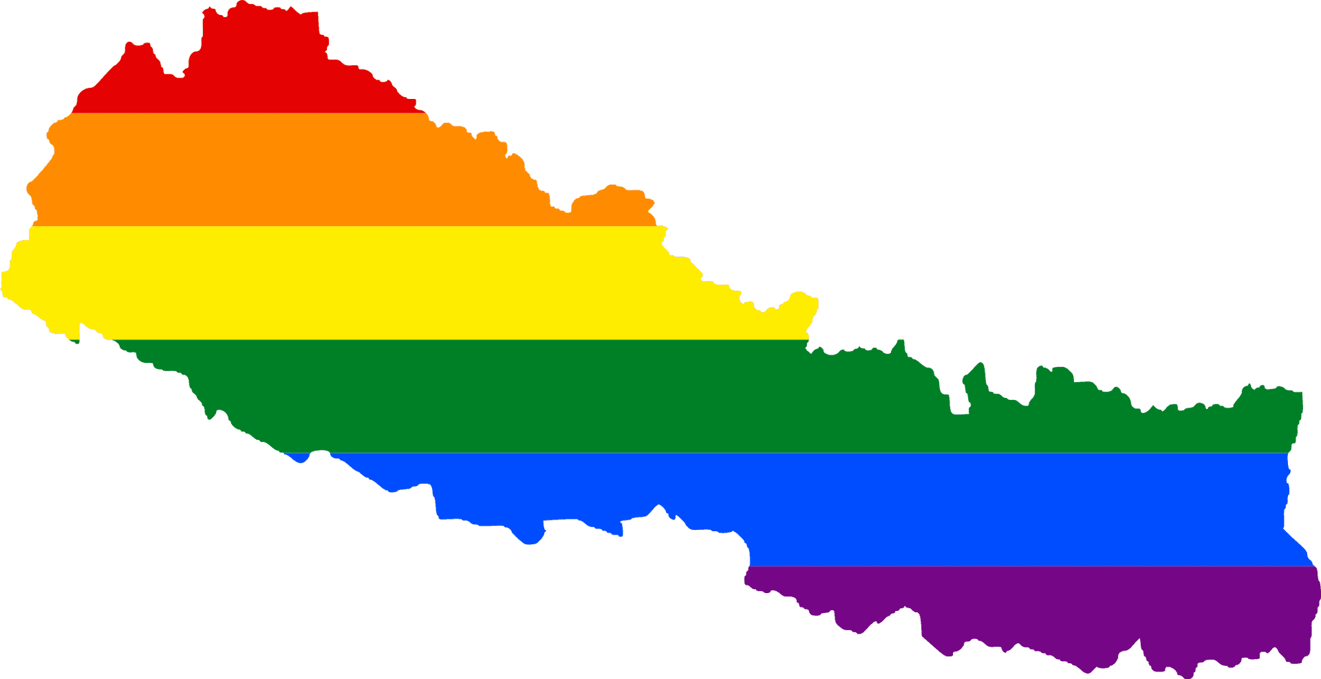 Nepal Map Rainbow Colors PNG