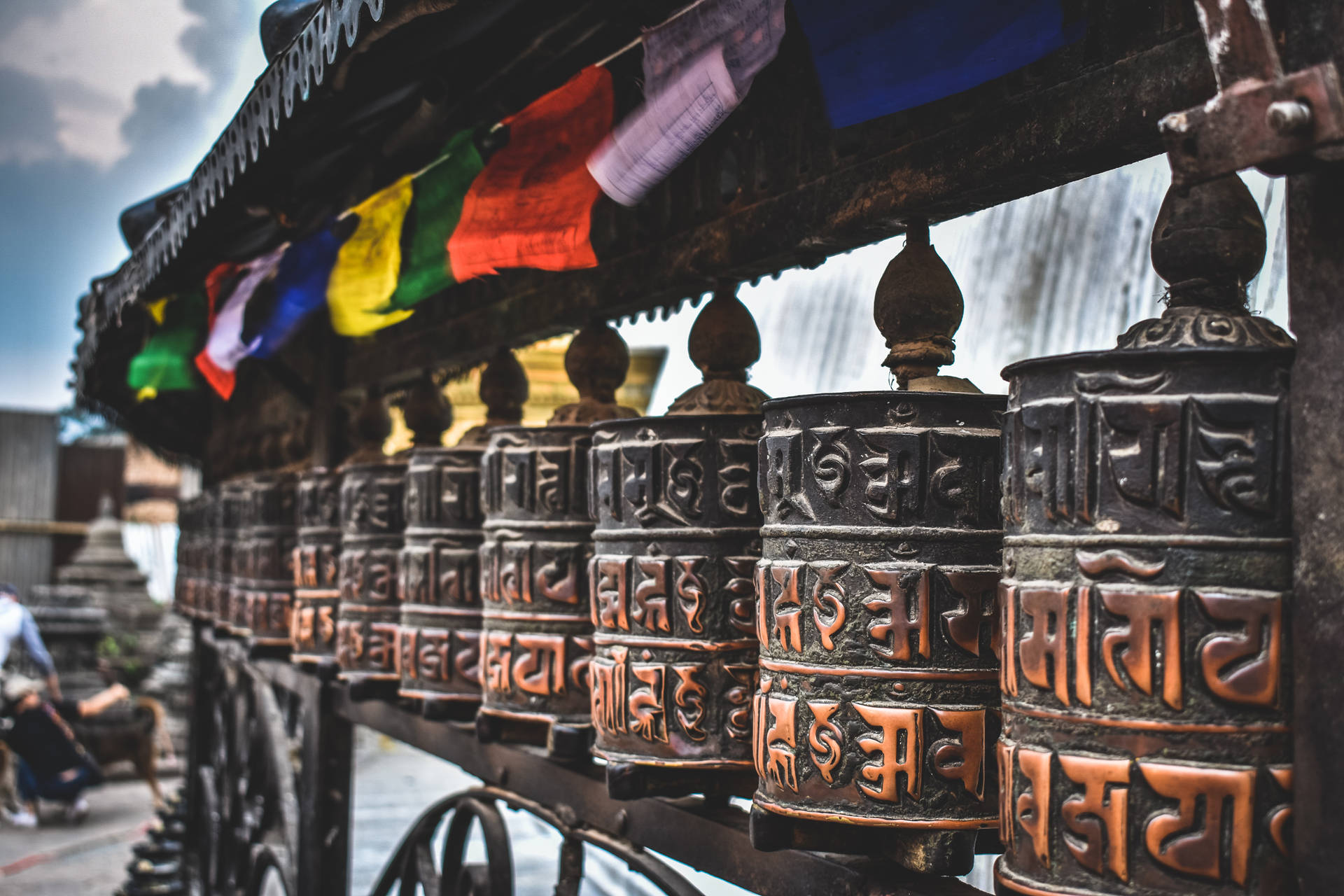 Nepal Tibet Prayer Wheels Wallpaper