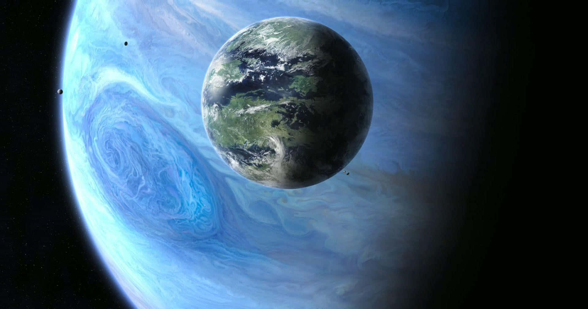 Denblå Planet - Jorden S Planetarisk Nabo Neptune.