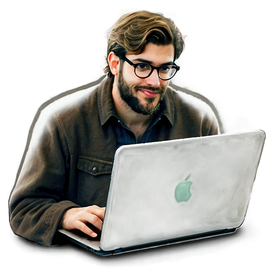 Nerd With Laptop Png 05232024 PNG