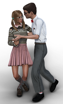 Nerdy Couple First Kiss PNG