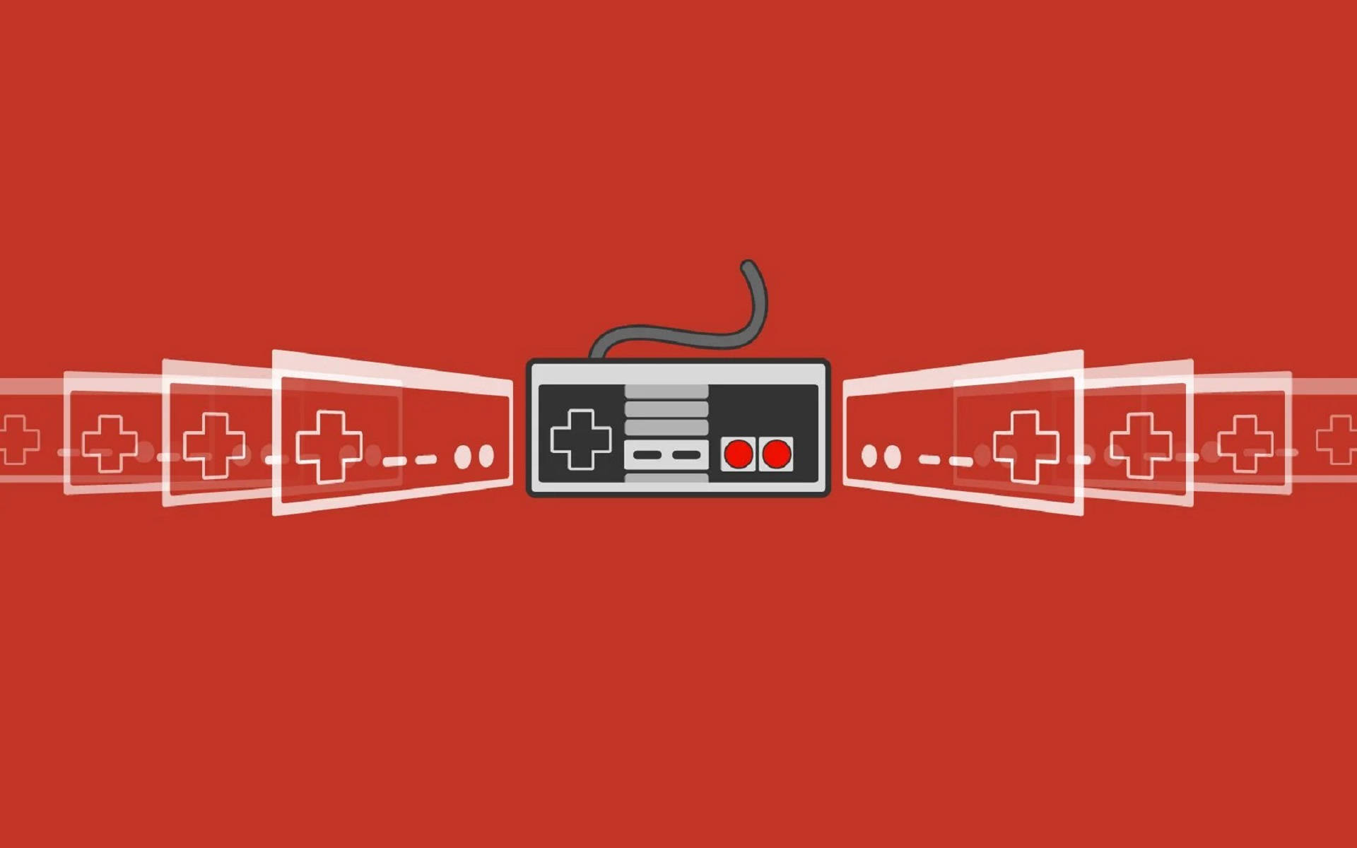 NES Controller I rød og grå Gentag Mønster Wallpaper