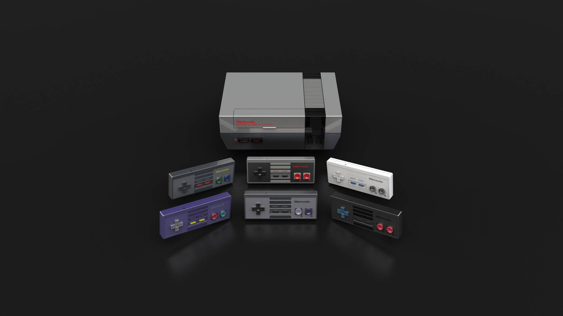 Tapet med forskellige kontrolere NES Wallpaper