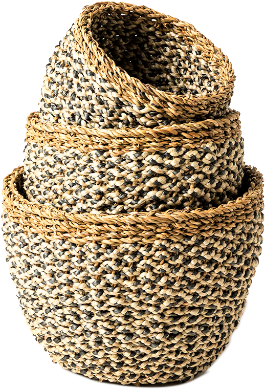 Nested Woven Baskets Set PNG