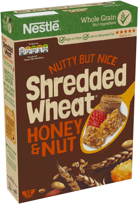 Nestle Shredded Wheat Honey Nut Cereal Box PNG