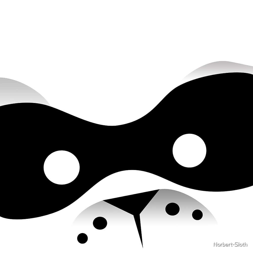A Black And White Panda Mask On A White Background